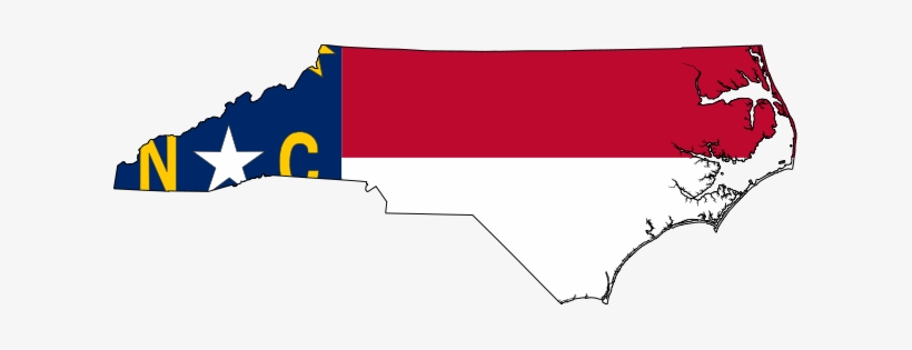 The State Of North Carolina - North Carolina State Outline With Flag, transparent png #1272922