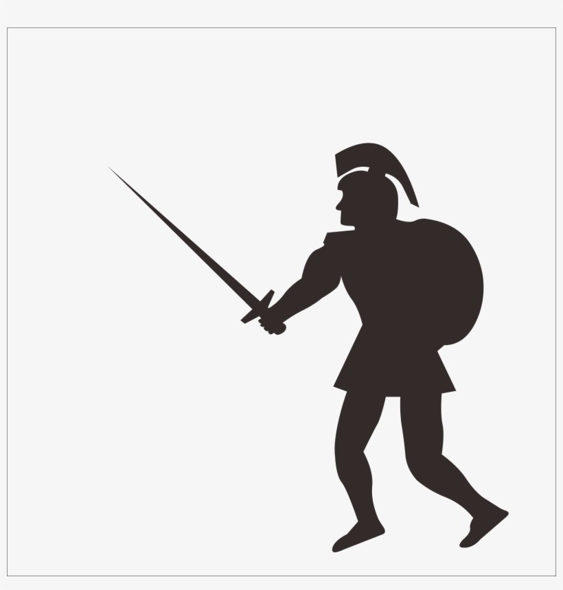 Soldier Gladius Sword Roman Army Clip Art - Roman Soldier Silhouette, transparent png #1273714