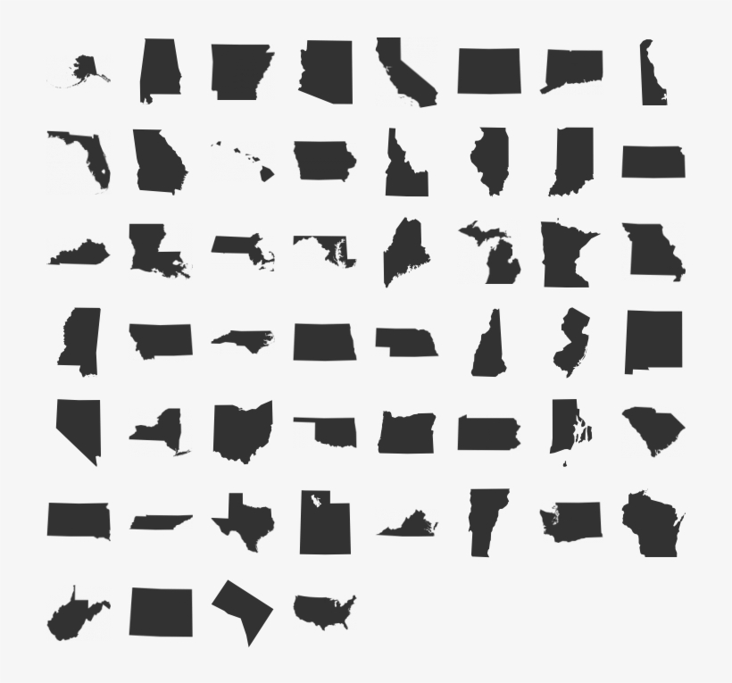 Download States Silhouette Clipart Dingbat United States - All 50 State Silhouette, transparent png #1273782