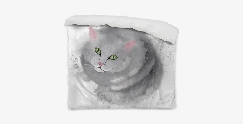 Grey Cute Cat Sitting And Smiling At You - Watercolor Painting, transparent png #1275322