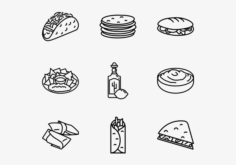 Mexican Icon Packs Svg Psd Png - Easy To Draw Mexican Food, transparent png #1276358