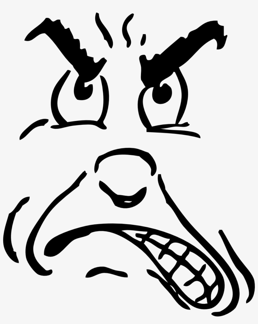 Angry Face Clip Art Black And White - Anger Clip Art, transparent png #1276540