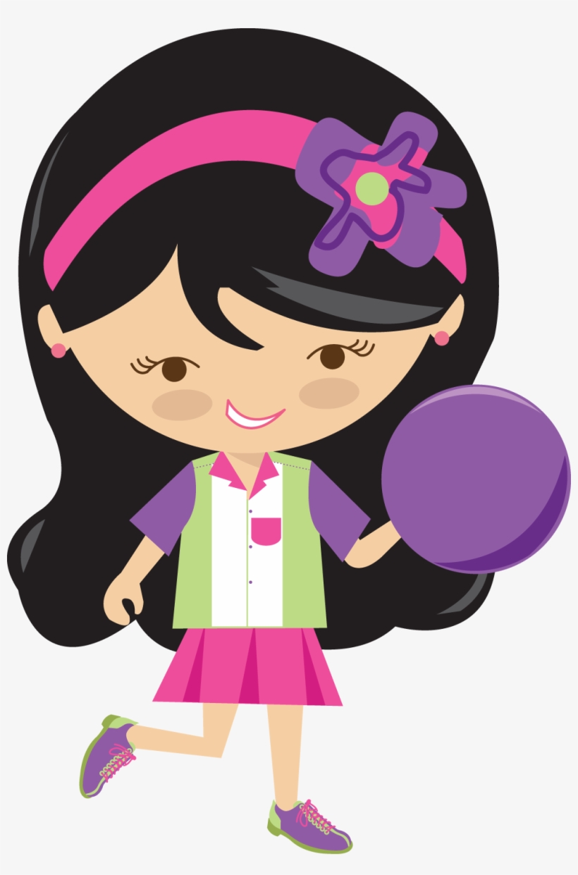Little Girl Clipart Bowling - Bowling Girl Clip Art, transparent png #1278819