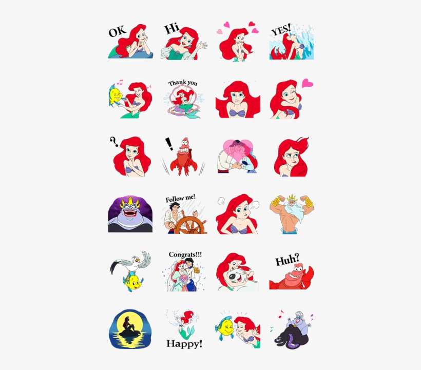 The Little Mermaid Animated Stickers - 디즈니 인어 공주 스티커, transparent png #1279195