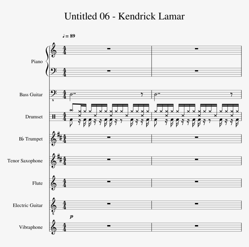 Kendrick Lamar Sheet Music 1 Of 38 Pages - Sheet Music, transparent png #1279376