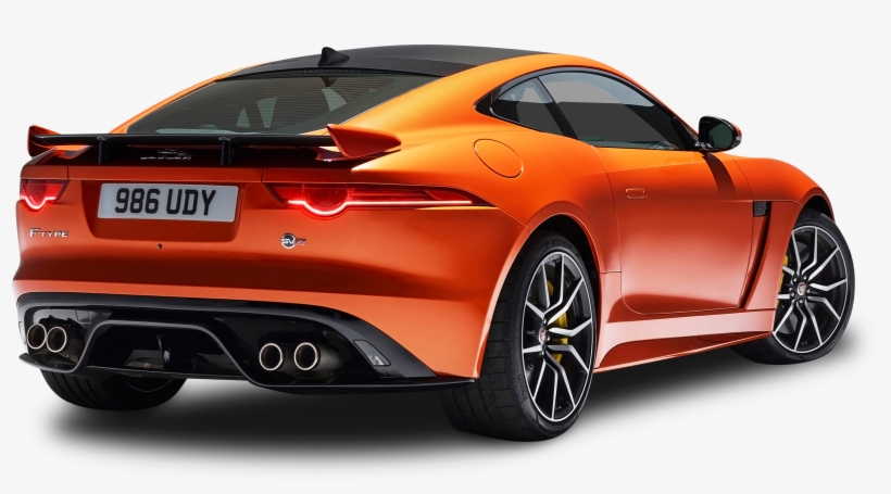 Orange Jaguar F Type Svr Coupe Back View Car Png Image - Jaguar F Type Svr Rear, transparent png #1280775