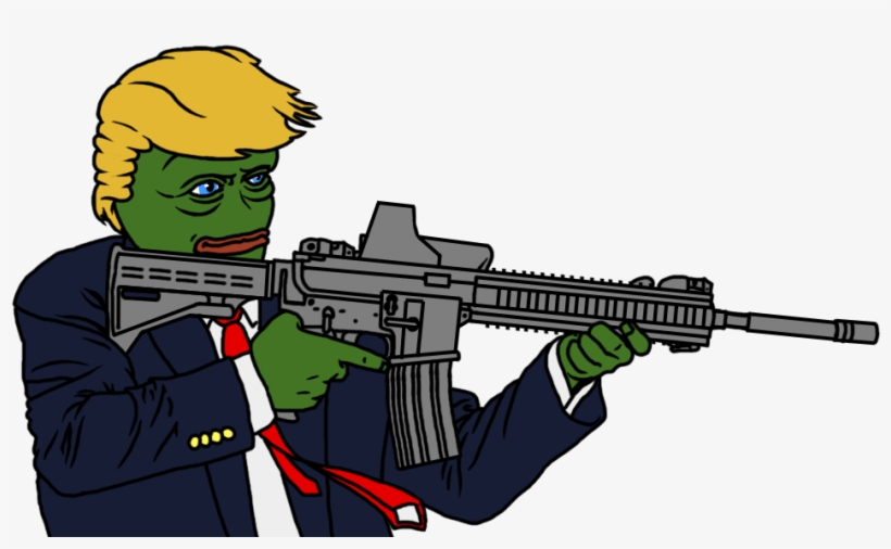 Two Or Three Young White Guys With Assault Rifles And - Donald Trump Pepe Gun, transparent png #1282103