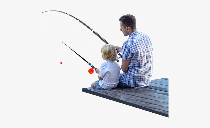 Dad And Son Fishing - Person Sitting Fishing Png, transparent png #1282605
