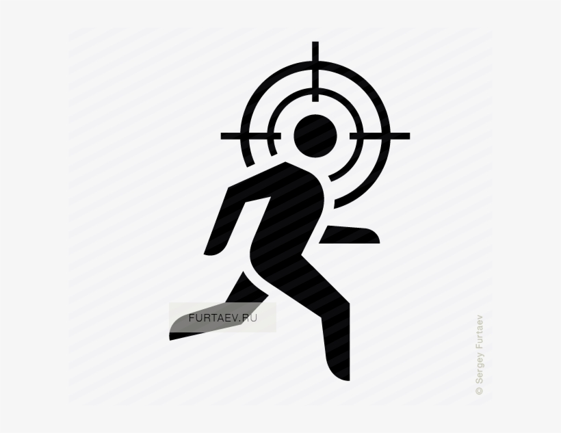 Vector Icon Of Male Person Running Under Crosshair - Crosshair Person, transparent png #1283015