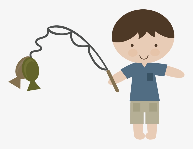 Svg Black And White Stock Boy Fishing Clipart - Miss Kate Cuttables Boy, transparent png #1283533