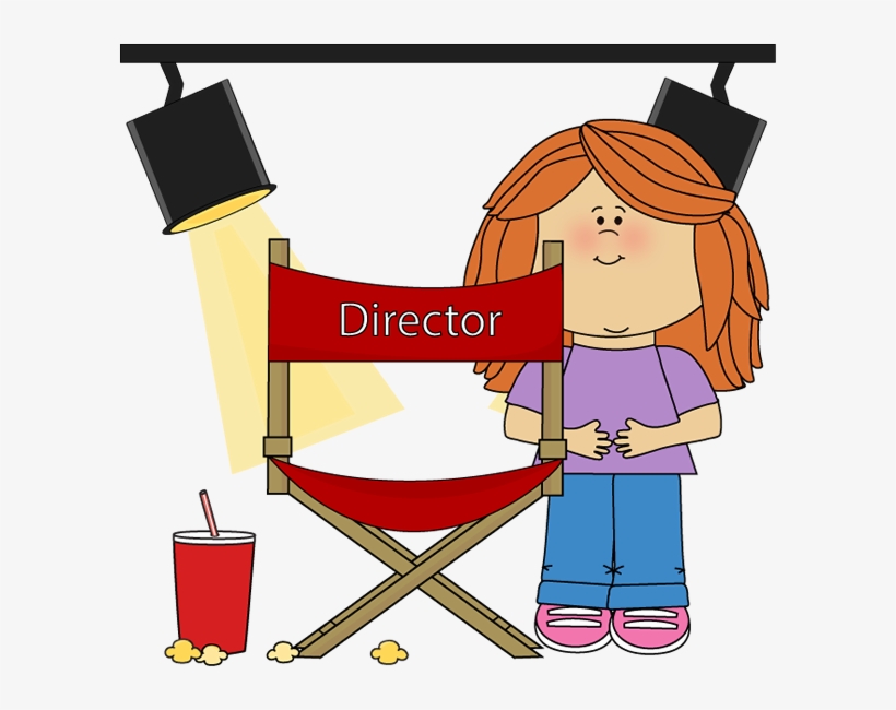 Movie Clipart Line Art - Girl Director Clipart, transparent png #1284956