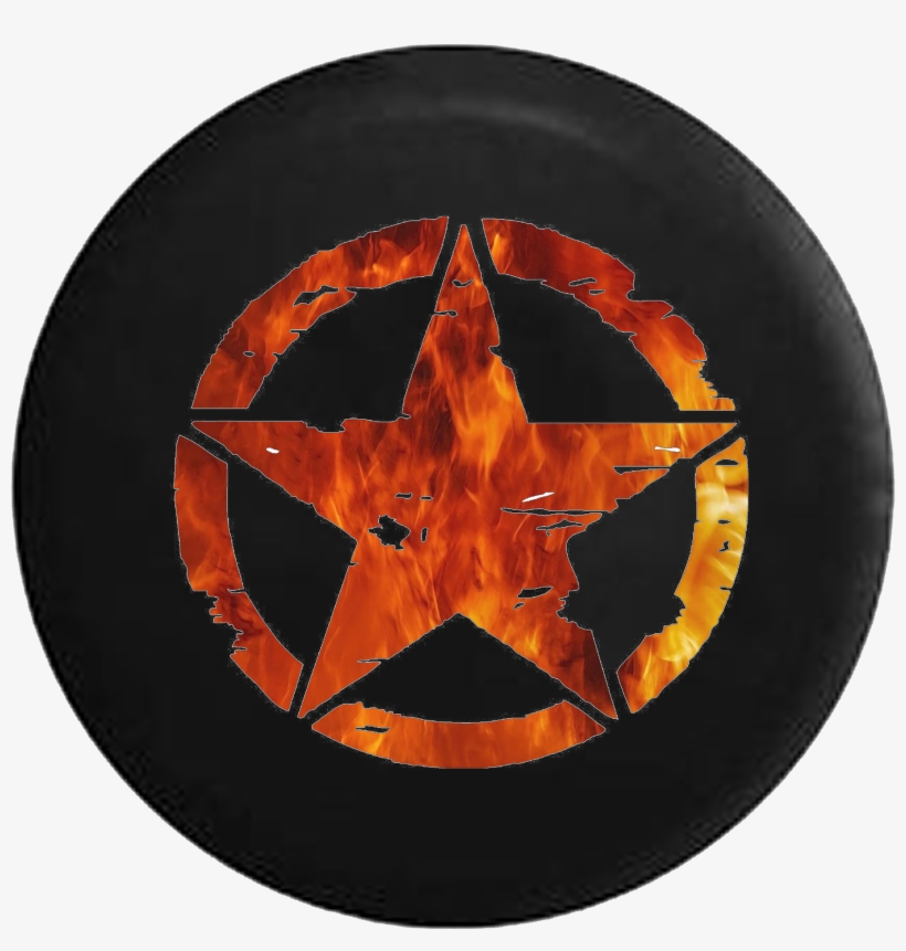 Oscar Mike Military Jeep Star Orange Red Flames - Jeep, transparent png #1285313