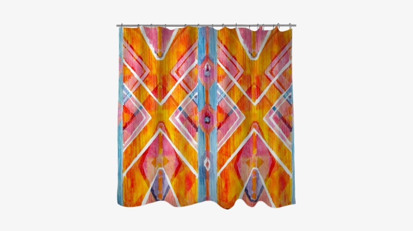 Ikat Geometric Red And Orange Authentic Pattern In - Watercolor Painting, transparent png #1285405