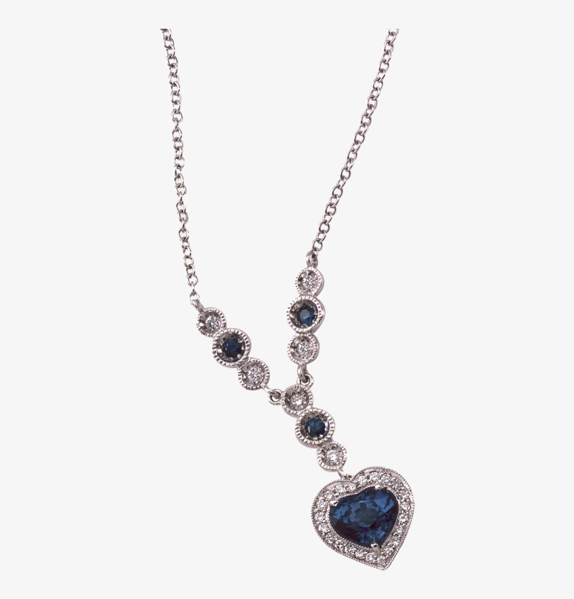 Blue Sapphire Heart Shape Diamond Frame Pendant - Blue, transparent png #1285431