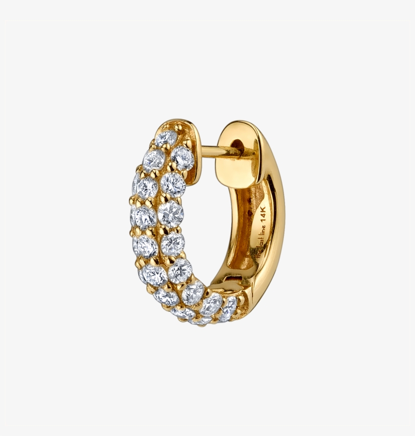 Diamond Pave Wide Hoop Earring - Diamond Pave Wide Hoop Earring 14k Yellow Gold White, transparent png #1285489