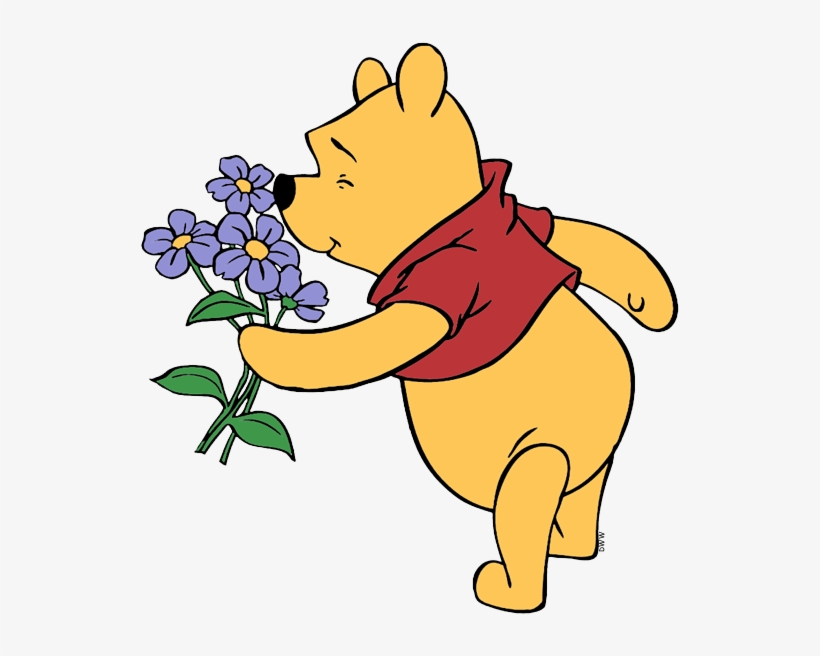 Pooh Cartoon Transparent - Smelling A Flower Clipart, transparent png #1286072