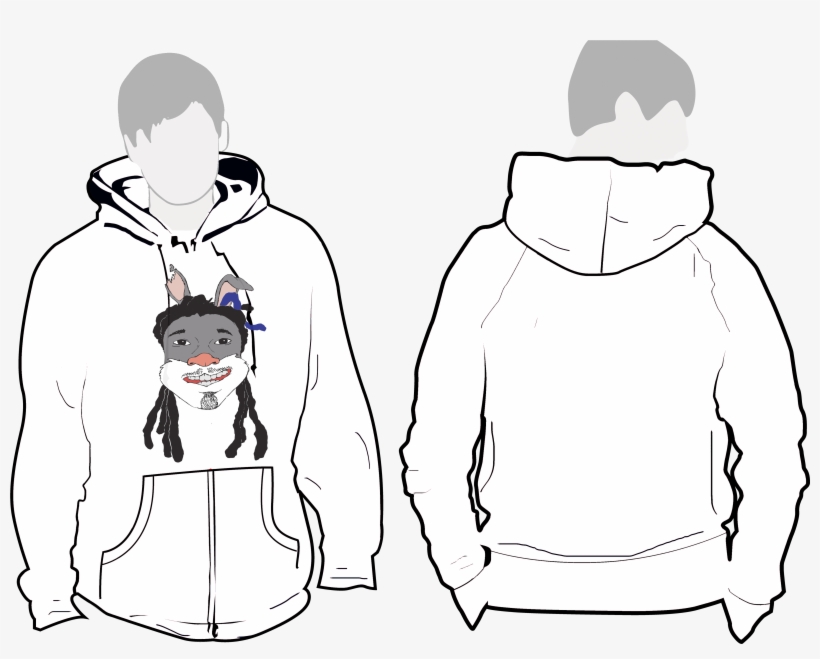 White Hoodie Beware Of The Hare - Hoodie Template, transparent png #1288035