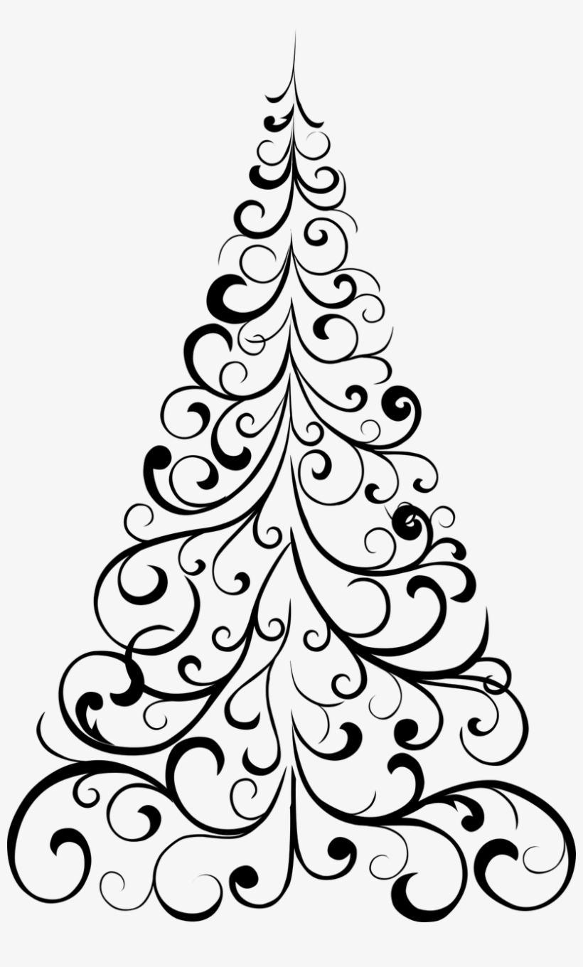 How To Draw A Christmas Tree Free Printable Christmas - Christmas Tree Drawings Free, transparent png #1288213