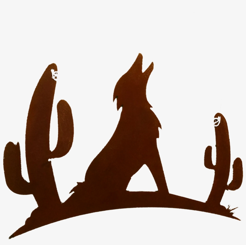 Coyote - Coyote With Cactus Weathervane (side Mount), Brown, transparent png #1288396