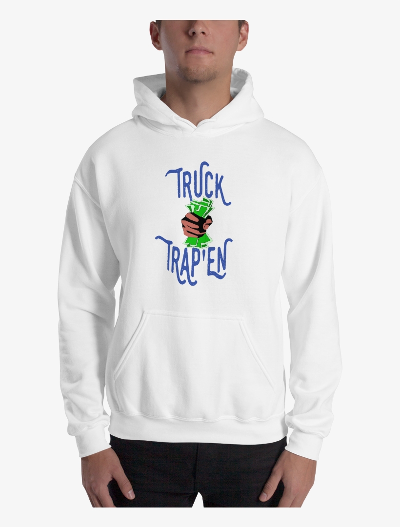 Image Of Truck Trap'en White Hoodie - Hoodie, transparent png #1288998