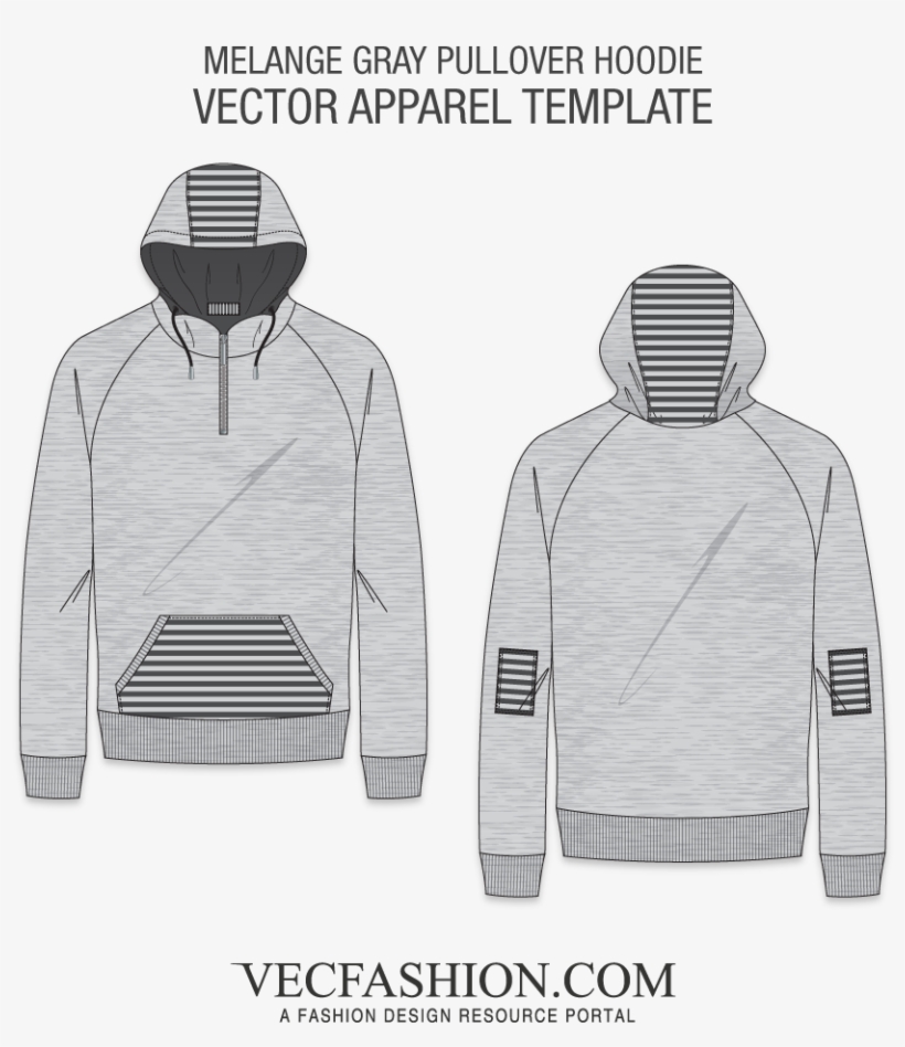 Melange Gray Textured Pullover Vecfashion - Hoodie, transparent png #1289128