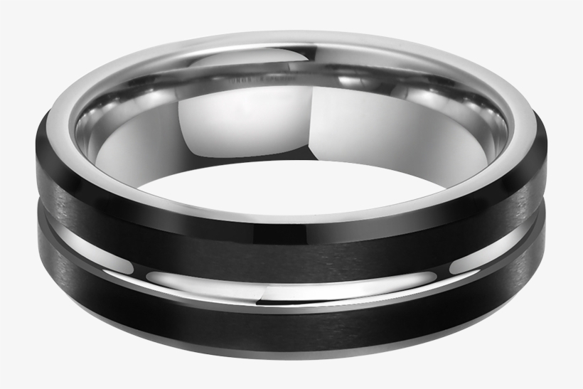 King Will Classic™ Black Ring One Line Grooved Center - Duo Black Matte Brushed Tungsten Carbide Ring Groove, transparent png #1289132