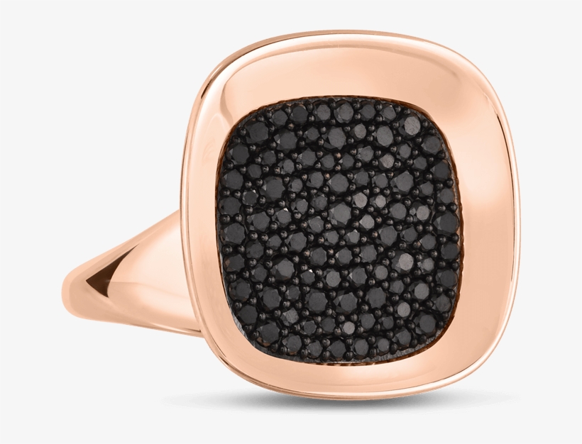 Roberto Coin 18k Rose Gold Small Ring With Black Diamonds - Small Black Diamond Jewelry, transparent png #1289455