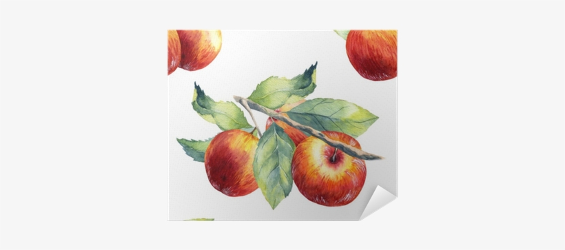 A Seamless Apple Branch Pattern On White Background - Mcintosh, transparent png #1290156