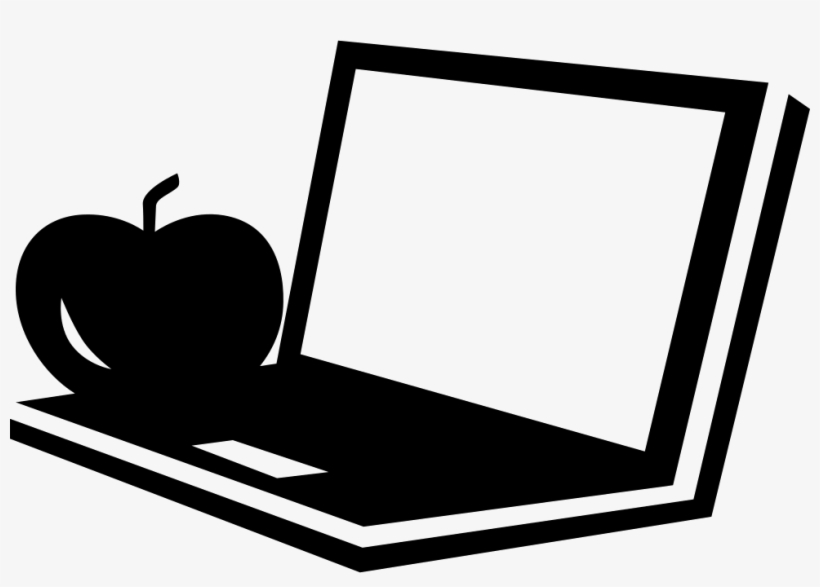 Open Laptop With An Apple Comments - Laptop Hitam Putih Png, transparent png #1290248