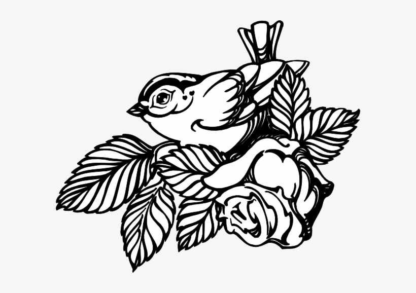 Bird With Rose Svg Clip Arts 600 X 498 Px, transparent png #1291269