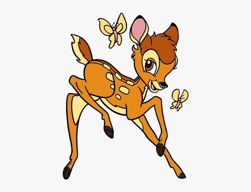 Bambi Clip Art - Bambi With Butterfly Clipart, transparent png #1291462