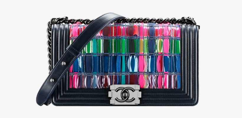 Chanel Multicolored Tweed And Pvc Boy Flap Bag - Chanel, transparent png #1291742