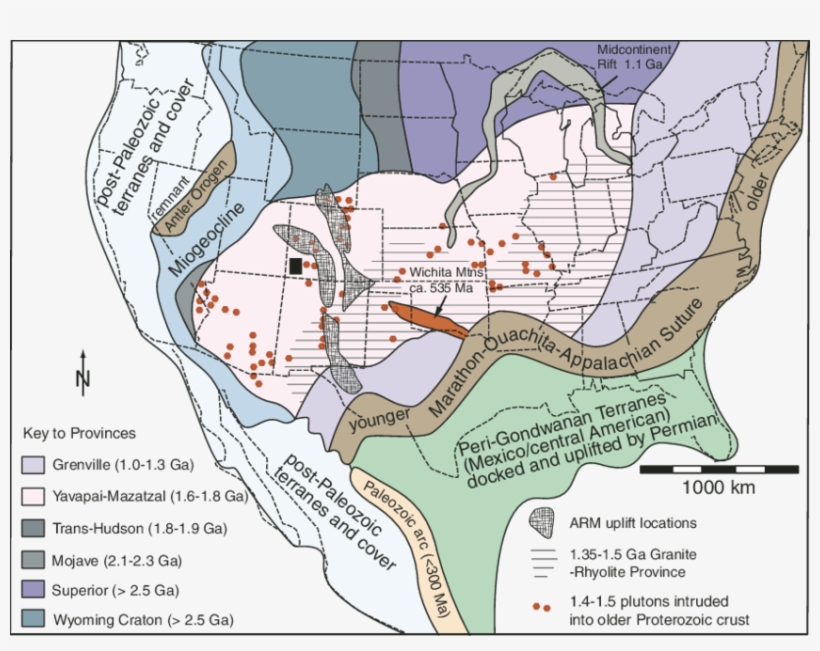 Bedrock Geology Map Of North America Showing The Ages - North America Bedrock Map, transparent png #1291909