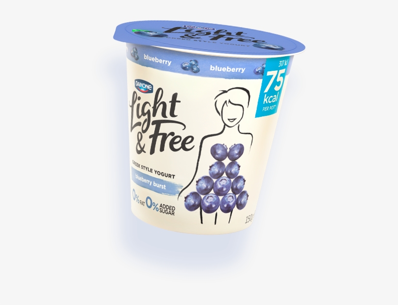 Packshot Product - Danone Light & Free Blueberry Yogurt, transparent png #1293219