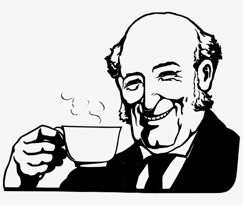 Bald Men Drink Coffee - Man Drinking Coffee Drawing, transparent png #1293390