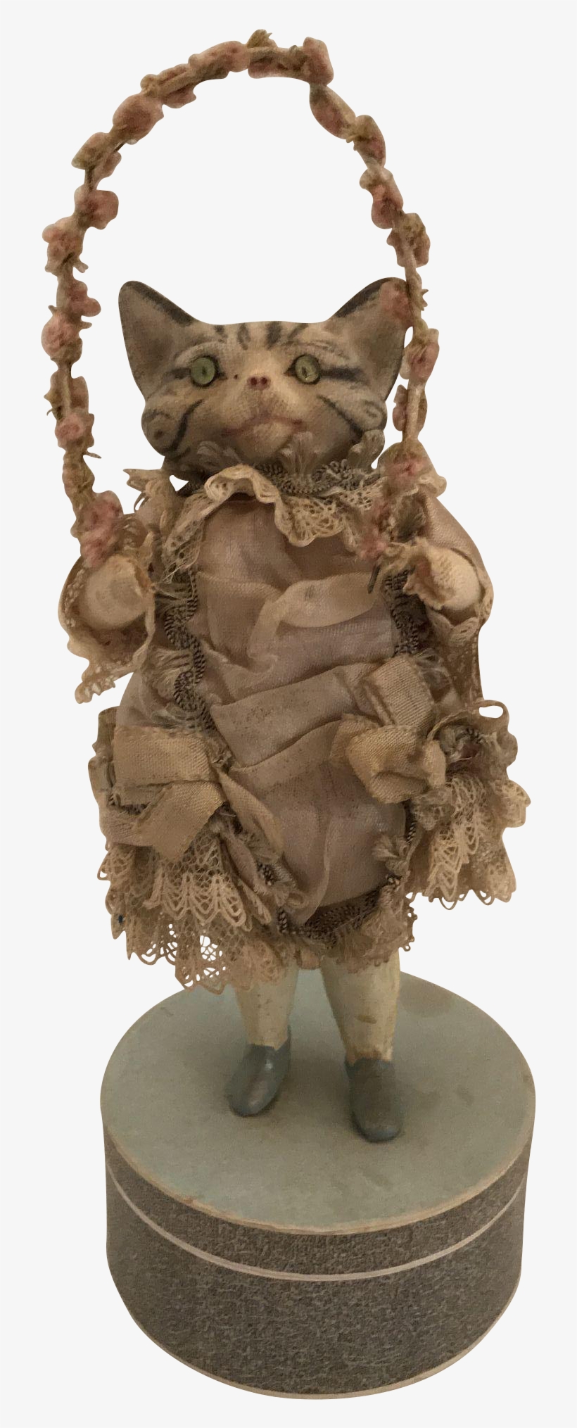 10 1/2 Antique German Dressed Cat Jumping Rope, Candy - Figurine, transparent png #1295193