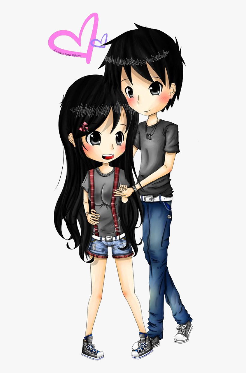 Anime Love Couple Png Transparent Image - Girl And Boy In Love Anime, transparent png #1295319