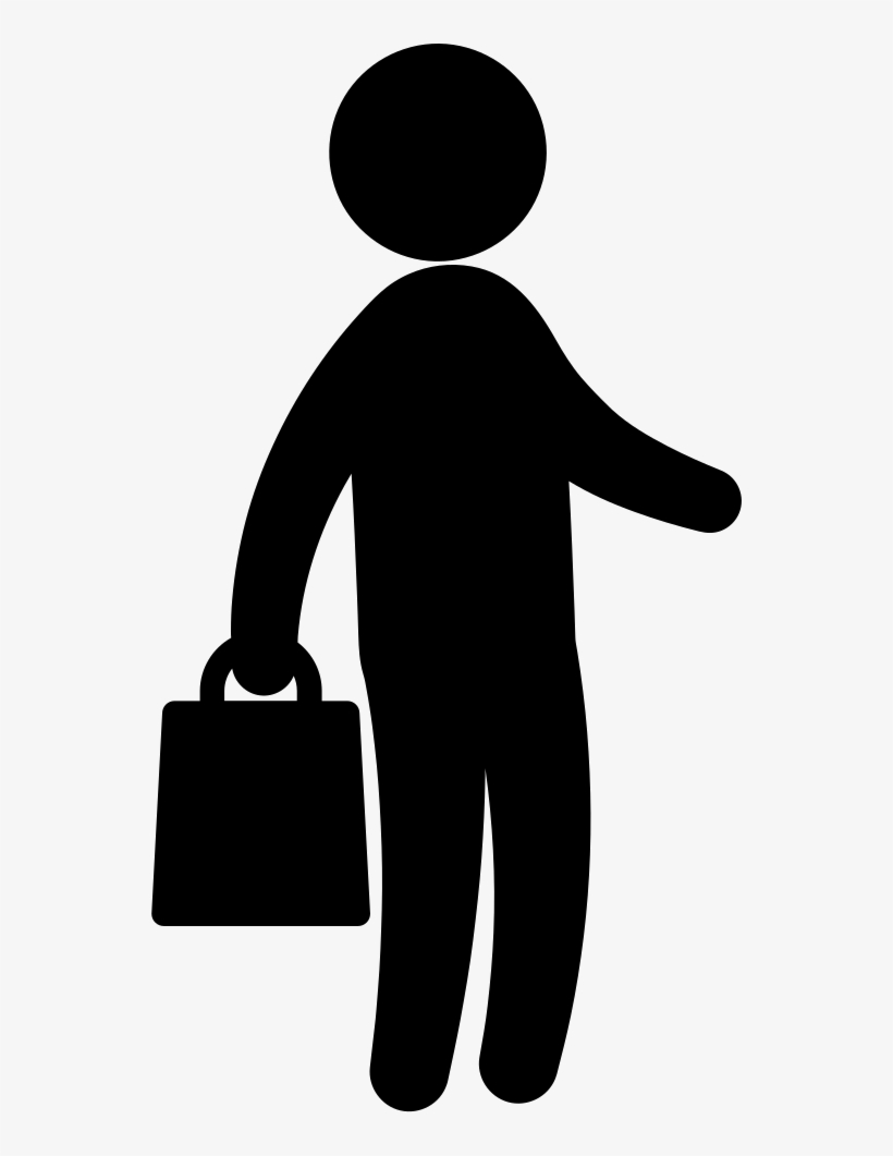 Businessman With Handbag Standing Silhouette - Icon, transparent png #1295878