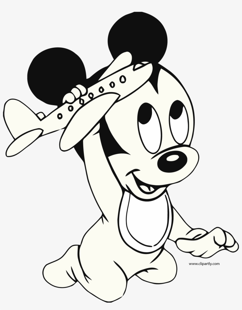 Free Disney Baby Mickey Mouse Picture Floral White - Baby Clipart Mickey Mouse, transparent png #1296555