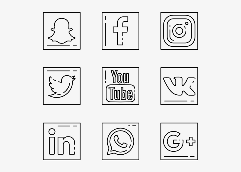 4 Social Media Outline Icon Packs - Social Media Icon Outline, transparent png #1296669