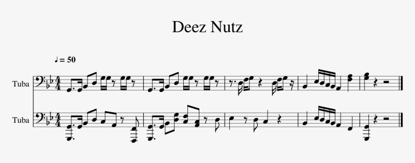 Deez Nutz Sheet Music 1 Of 1 Pages - Deez Nuts Tuba Fanfare, transparent png #1298581