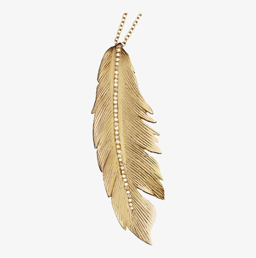 Gold Feather Diamond Pendant, transparent png #1298826