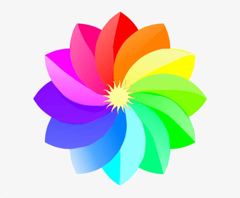 Banner Transparent Download Clip Art At Clker Com Vector - Rainbow Flower Clipart, transparent png #1298980