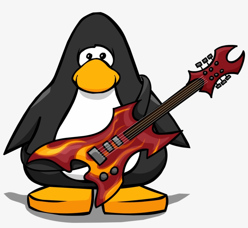 Hard Rock Guitar From A Player Card - Club Penguin Trumpet Gif, transparent png #131072