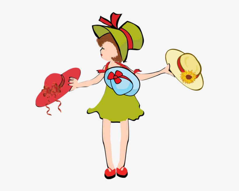 Clip Art Of Many Different Types Of Hats - Girl Wearing Many Hats Clipart, transparent png #131685