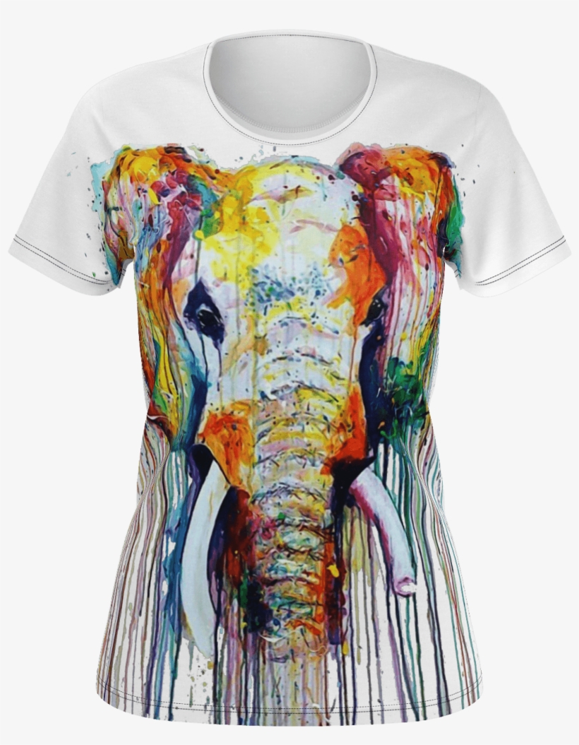 Watercolor Elephant Women's T-shirt - Watercolor Painting, transparent png #131823