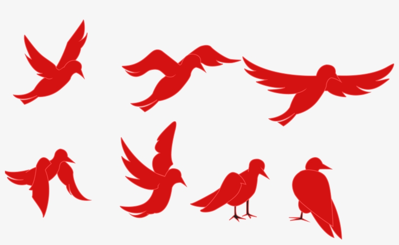 Animation Of A Silhouette Of A Bird On A White Background - Red Bird Flying Png, transparent png #131879
