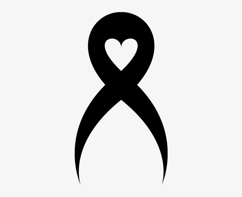 Black Ribbon Images - Breast Cancer Ribbon Vector Black And White, transparent png #132048