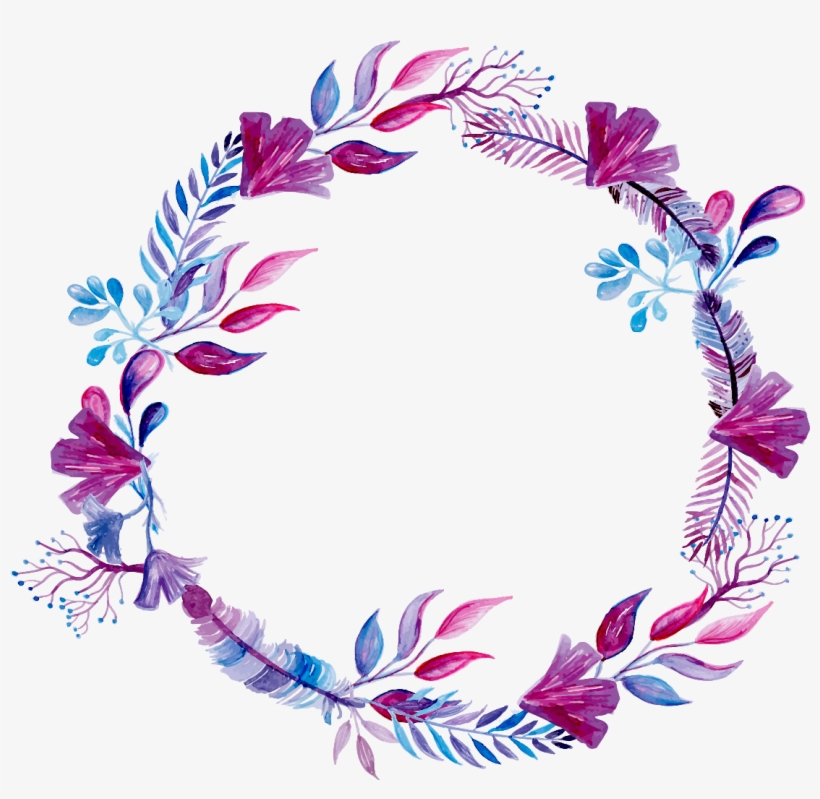 Purple Watercolor Wreath Ink Paint Flowers Freetoedit - Calendário 2018 Criativo, transparent png #132104