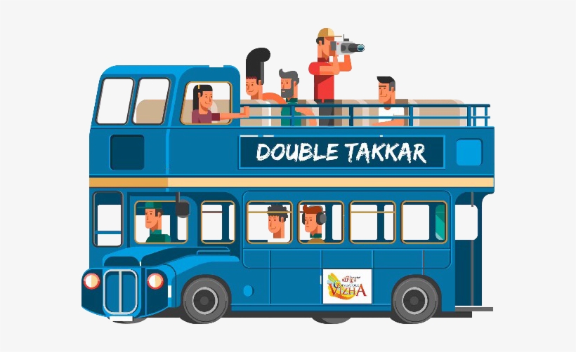 Bus - Cartoon Blue Double Decker Bus, transparent png #132526